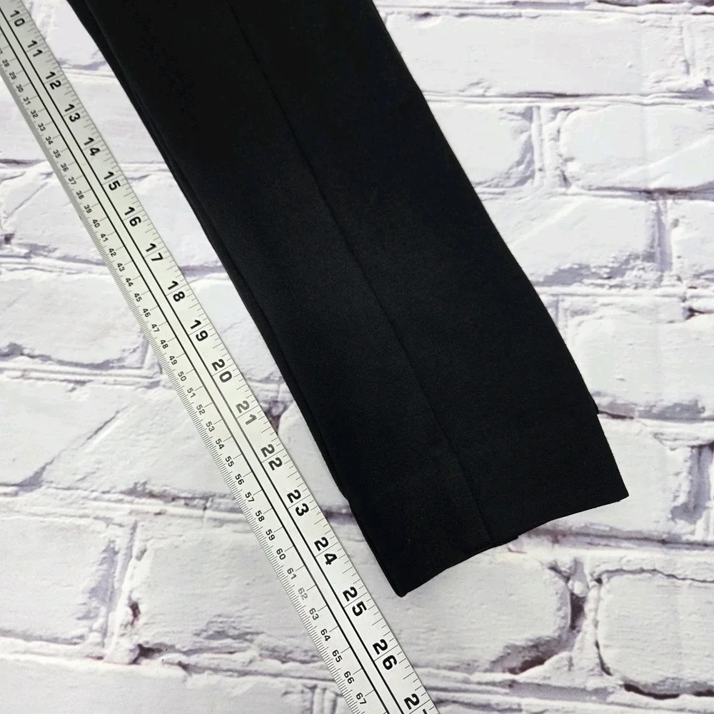 Black Linen Blend Pants Tapered Leg Mid-Rise Waist Casual Women Sz 10‎ Black